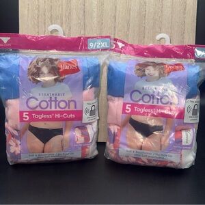Hanes Breathable Cotton Tagless Hi-Cuts 5-Pack - Size 9/2XL (2 packs)